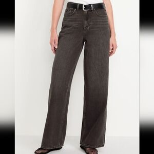 Old Navy Black High-Waisted Baggy Wide-Leg Women's Jeans | Size 10P